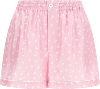 Moschino Shorts met Gestreepte Tailleband - Dames - Bermuda - Roze - XS - Katoen - Korte Broeken