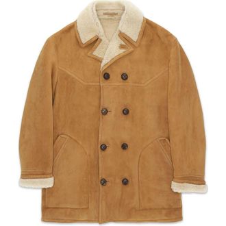 Fortela Shearling Double Breasted Jacket in Camel at Nordstrom, Size 48 Eu