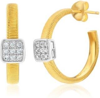 Suzy Levian Golden Helix Pavé Cubic Zirconia Huggie Hoop Earrings in Yellow at Nordstrom Rack