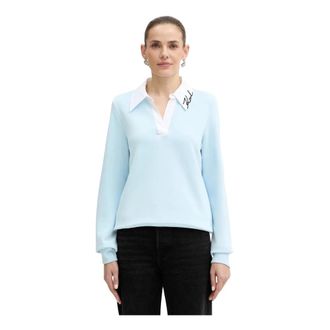 Karl Lagerfeld V-hals Gebreid - Dames - V-hals truien - Blauw - XL - Katoen - Truien & Vesten