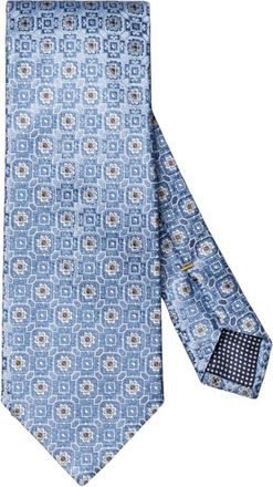Eton Medallion Geweven Zijden Stropdas - Heren - Stropdassen - Blauw - ONE Size - Accessoires