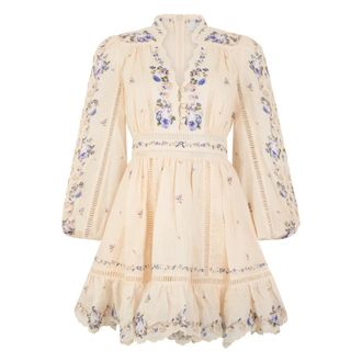 Zimmermann Short Dresses, female, Beige, Size: S Patience Plunge Mini Dress