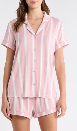 Nordstrom Moonlight Eco Short Pajamas in Pink- Ivory Riviera Stripe at Nordstrom, Size X-Large