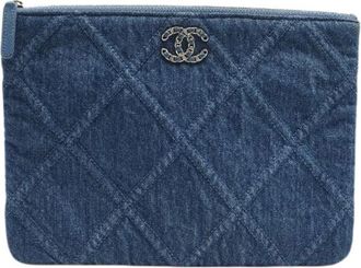 Chanel Pre-owned Denim Clutch - Dames - Vintage Clutch - Blauw - ONE Size - Denim - Vintage