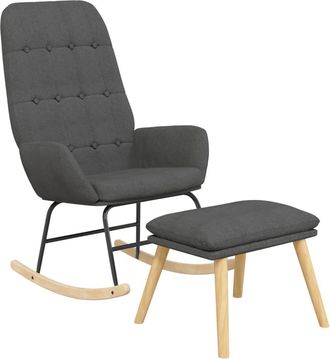vidaXL Sill&oacute;n Mecedora Con Taburete Tela Gris Oscuro Vidaxl