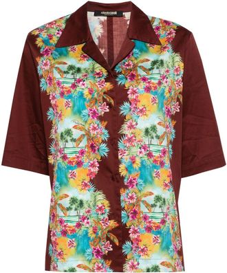 Roberto Cavalli Hawaii-print cotton shirt - women - Cotton - 42 - Red
