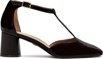 Kazar Gelakte halfopen pumps met open neus op een paal - Dames - Pumps - Zwart - 38 1/2 EU - Leer - Schoenen