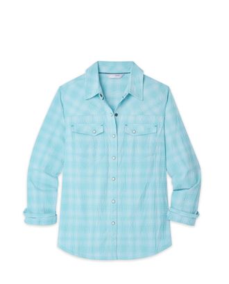 Stio | Womens Eddy Coast Shirt Long Sleeve, Size Extra Small in Horizon Plaid