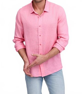 Raffi Pure Linen Long Sleeve Shirt In Red