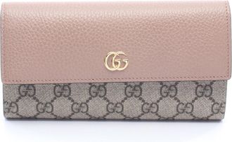 Gucci Beige Brown Pink Leather Pvc Long Wallet (Bi-Fold) (Pre-Owned)