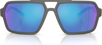 Prada 59mm Pilot Sunglasses in Grey Silver /Light Green Blue at Nordstrom