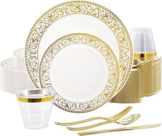 Elama 150pc Disposable Plastic Dinnerware Party Set