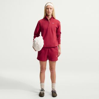 Nike Womens Studio Fleece Medium Weight Mid-Rise Shorts in Red | IR8313-608