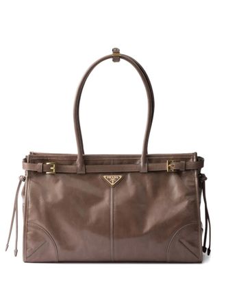 Prada large Bonnie leather tote bag - Brown