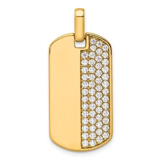 Diamond2Deal 14K Gold Lab Grown Diamond Dog Tag Pendant (1ct, VS, D-E)