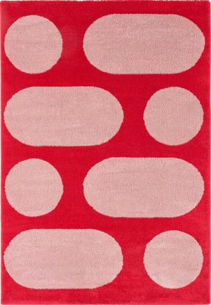 Nazar Rugs Alfombra vintage años 70 con motivos geométricos rojo 160x230