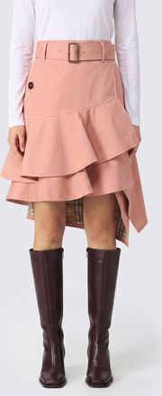 Burberry Gonna midi asimmetrica in cotone a vita alta con cintura