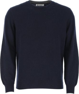 Brunello Cucinelli Navy Blue Long-sleeve Sweatshirt