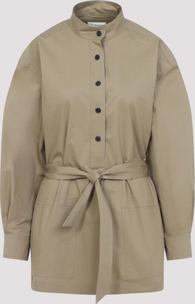 Saint Laurent Womens Camel Poplin Shirt - Sage Green Cotton - Size EU 38 (Womens)