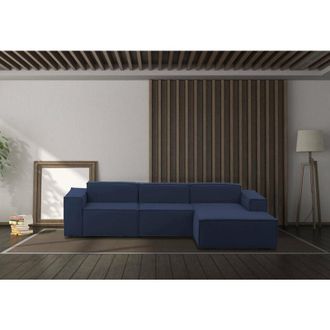 Talamo Italia Talamo Italia - Sof&aacute; Fijo Giovanna, Sof&aacute; Modular 3 Plazas Pen&iacute;nsula Derecha, 100% Made In Italy, Sof&aacute; Moderno En Tela, Cm 300x170h70, Azul, Con Embala