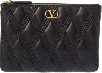 Valentino Vlogo Signature Quilted Leather Pouch