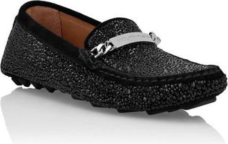 Philipp Plein Suede Strass Moccasin Women in Black at Nordstrom, Size 37