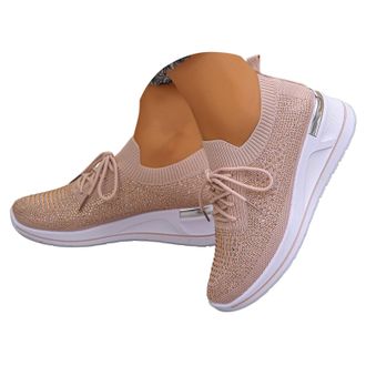 Generic Running Shoes for Women Fashion Rhinestone Sneakers Womens Orthopedic Wedge Walking Sparkly Shoes Ladies Tennis Breathable Lightweight Mesh Casual Bli