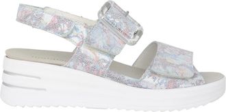 Waldl&auml;ufer Multicolor sandaal met brede pasvorm voor vrouwen - Dames - Sleehakken - Veelkleurig - 38 EU - Leer - Schoenen