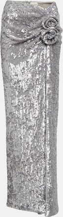 Magda Butrym Floral-applique sequined maxi skirt