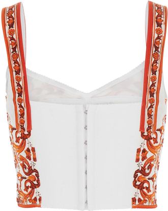 Dolce & Gabbana Womens Sleeveless Bustier Top Orange Silk Blend Tops