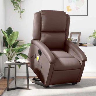 vidaXL Vidaxl - Sill&oacute;n De Masaje Elevable El&eacute;ctrico Cuero Sint&eacute;tico Marr&oacute;n