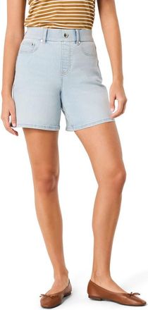 Spanx Pull-On High Waist Mid Thigh Denim Shorts in Turner Wash at Nordstrom, Size X-Small