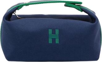 Herm&egrave;s Pre-owned Mini Bags, female, Blue, Size: ONE SIZE Pre-owned Canvas Pouch