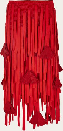 Ferragamo Women Mesh skirt with flower detail Red