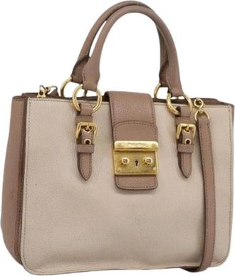 Miu Miu Pre-owned Hand Bag - Dames - Vintage Handtas - Beige - ONE Size - Leer - Vintage