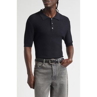 Golden Goose Journey Rib Polo in Black at Nordstrom, Size Xx-Large
