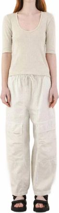 PRAIRIE UNDERGROUND Pointelle Scoopneck Top In Oyster