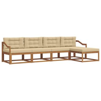vidaXL Conjunto De Sof&aacute;s De Exterior Con Coj&iacute;n 5 Pcs Natural Y Beige Vidaxl