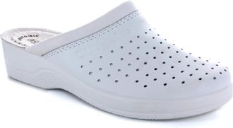 Easywalk 210 Leather Slip-on Womens Ladies Mule Clogs Slippers Shoes, White, EU 36, UK 3.5