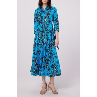Diane Von F&uuml;rstenberg Blaine Floral Shirtdress in Night Vine Blue Lg at Nordstrom Rack, Size Xx-Small