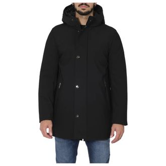 H&egrave;SKIMO Lungo Con Capp. Softshell Bonded Bottoni In Metallo - Heren - Parka Jassen - Zwart - S - Jassen