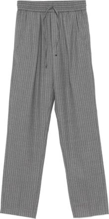 Isabel Marant Antracietgrijze Pinstripe Broek - Dames - Wijde Broeken - Grijs - XS - Katoen - Broeken