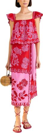 Farm Rio Farm Rio Palm Tree Richilieu Linen-Blend Blouse