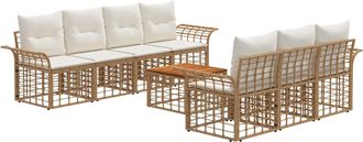 vidaXL Conjunto De Sof&aacute;s De Exterior 8 Uds. Natural Y Crema Vidaxl