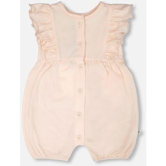 Deux par Deux Organic Cotton Jersey Romper with Frills in Peach at Nordstrom, Size 12M