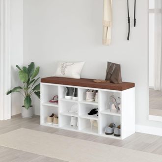 vidaXL Vidaxl - Banco Zapatero Madera Contrachapada Blanco Brillo 103x30x48 Cm