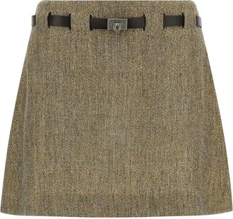 Ferragamo Multicolor Linen Long Womens Skirt