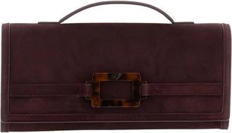 Roger Vivier Belle Vivier Turtle Buckle Clutch - Dames - Clutches - Bruin - ONE Size - Leer - Tassen
