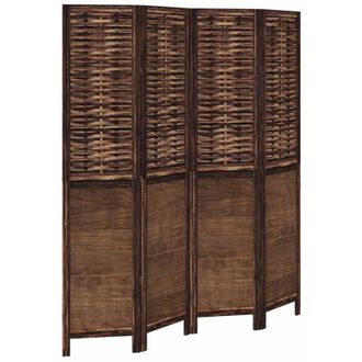 vidaXL Biombo Separador De 4 Paneles Madera Paulownia Marr&oacute;n Oscuro Vidaxl