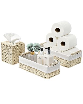 Sorbus Paper Rope Bathroom Baskets & Tissue Holder Set